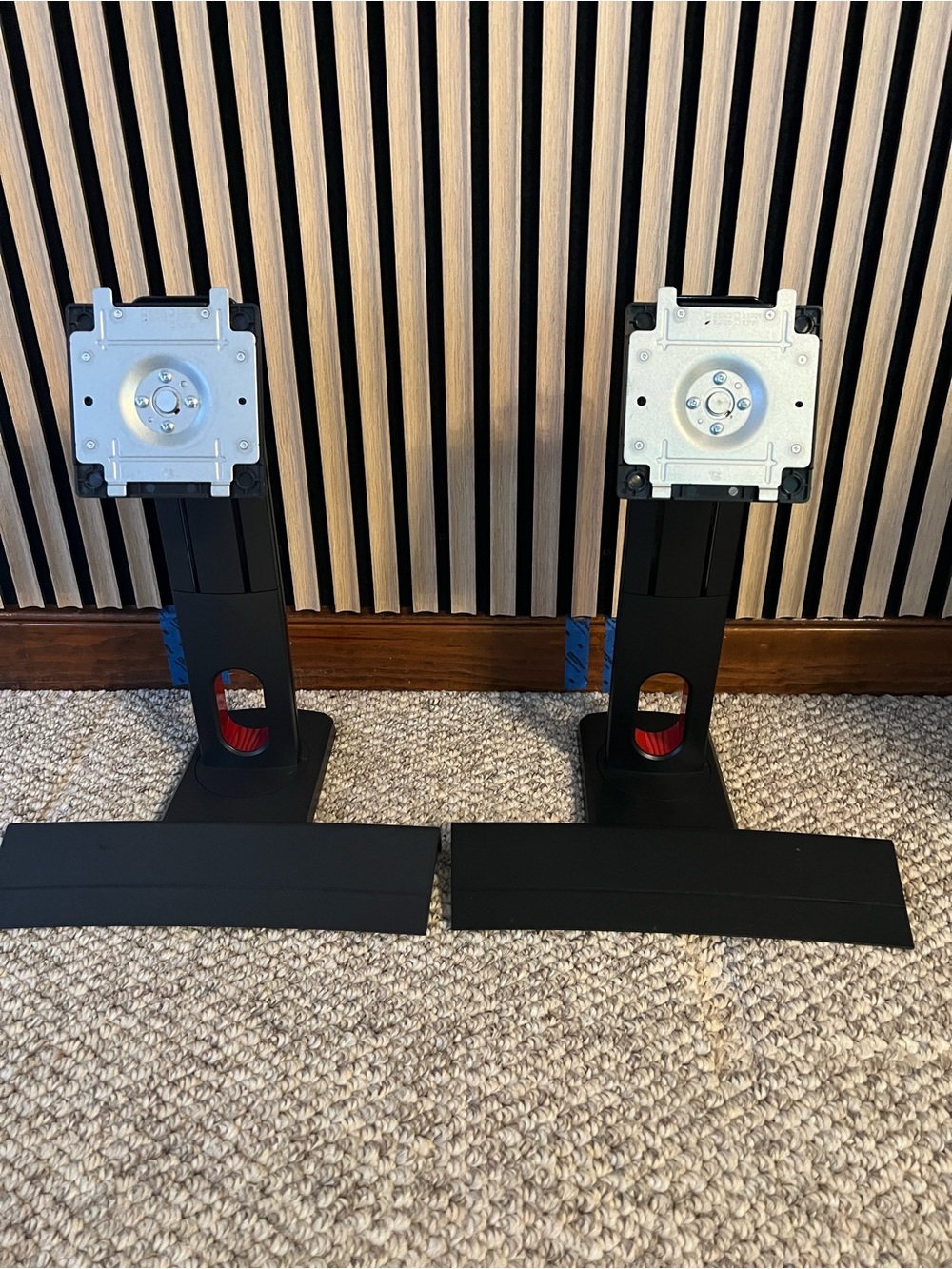 Dual Black Monitor Stand Mounts - Adjustable VESA-Compatible Pair